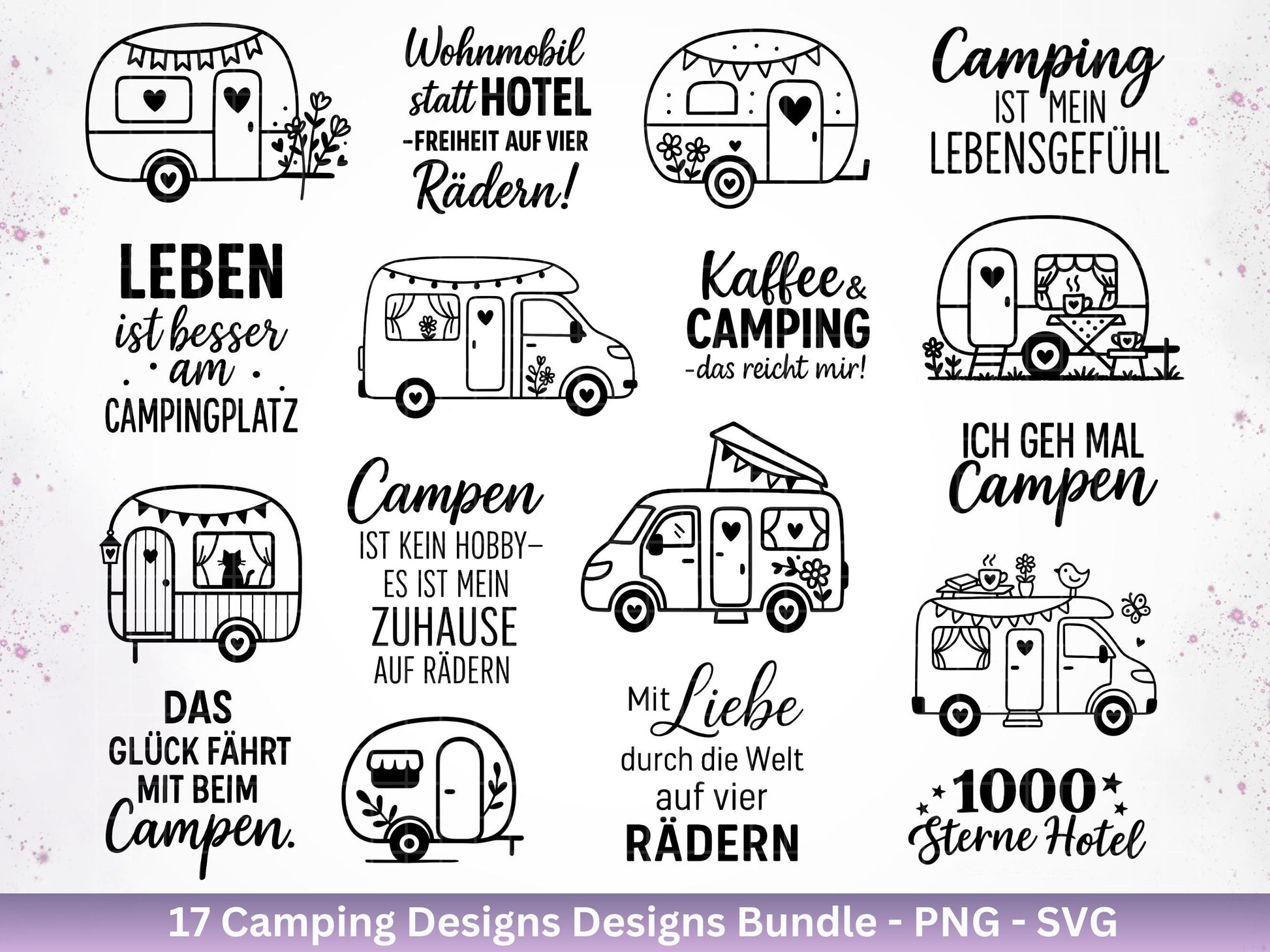 tenting deutsch Camping SVG – Deutsche Plotterdatei Wohnwagen