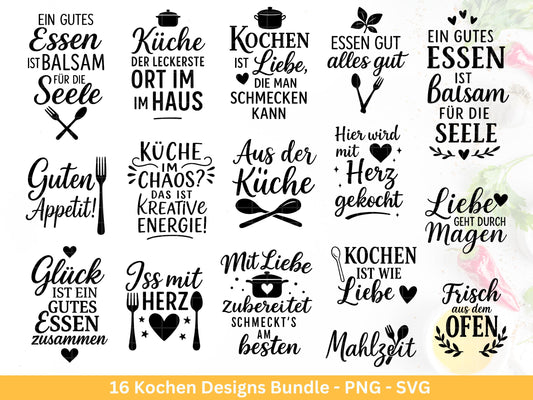 Plotterdatei Kochen SVG – Deutsche Küchensprüche – Küche Laserdatei – Chefkoch SVG – Geschenkidee Holzbrett Gravur Geschenk Svg – Cricut Svg
