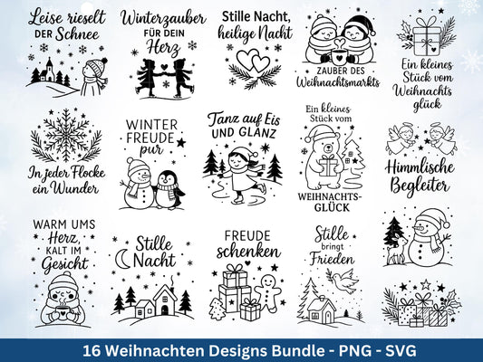 Plotterdatei Weihnachten – Deutsche Sprüche Schriftzüge – Winter Svg – Weihnachtshäuser Svg – Cricut Silhouette - Geschenk Weihnachten Deko