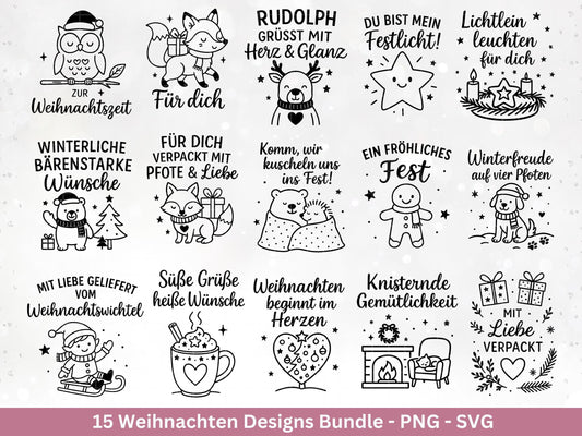 Plotterdatei Weihnachten – Deutsche Sprüche Schriftzüge – Winter Svg – Weihnachtshäuser Svg – Cricut Silhouette - Geschenk Weihnachten Deko