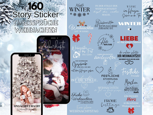 160 Instagram Story Sticker Weihnachten – Deutsch | Advent | Winter | Liebe| Home | Storysticker Daily | Basic | Kalligraphie | Sprüche