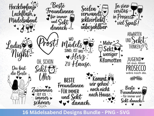 Plotterdatei Freundschaft - Party svg - Mädelsabend Svg - Sprüche Svg Girls Night - Geschenk Freundin - Sekt Svg - Untersetzer - Geburtstag