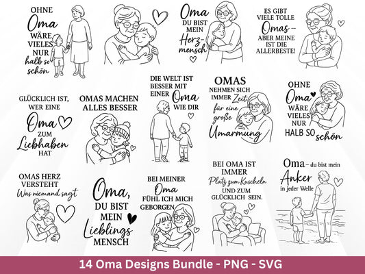 Plotterdatei Oma - Großmutter - Oma svg - Deutsche Sprüche Svg - Familie Svg - Cricut svg - Laserdatei Oma - Geschenk Oma - Muttertag Oma