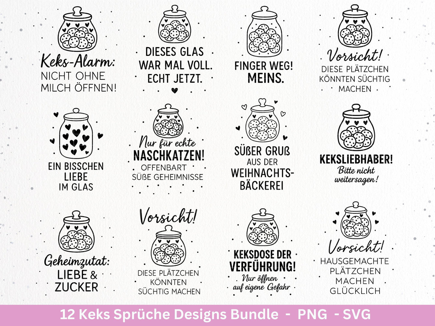 Plotterdatei Keks Sprüche - Keksglas Gravur - Laserdatei Holz - Keksdose Weihnachten Svg - Vorratsdose Svg - Geschenk Weihnachten - Cricut