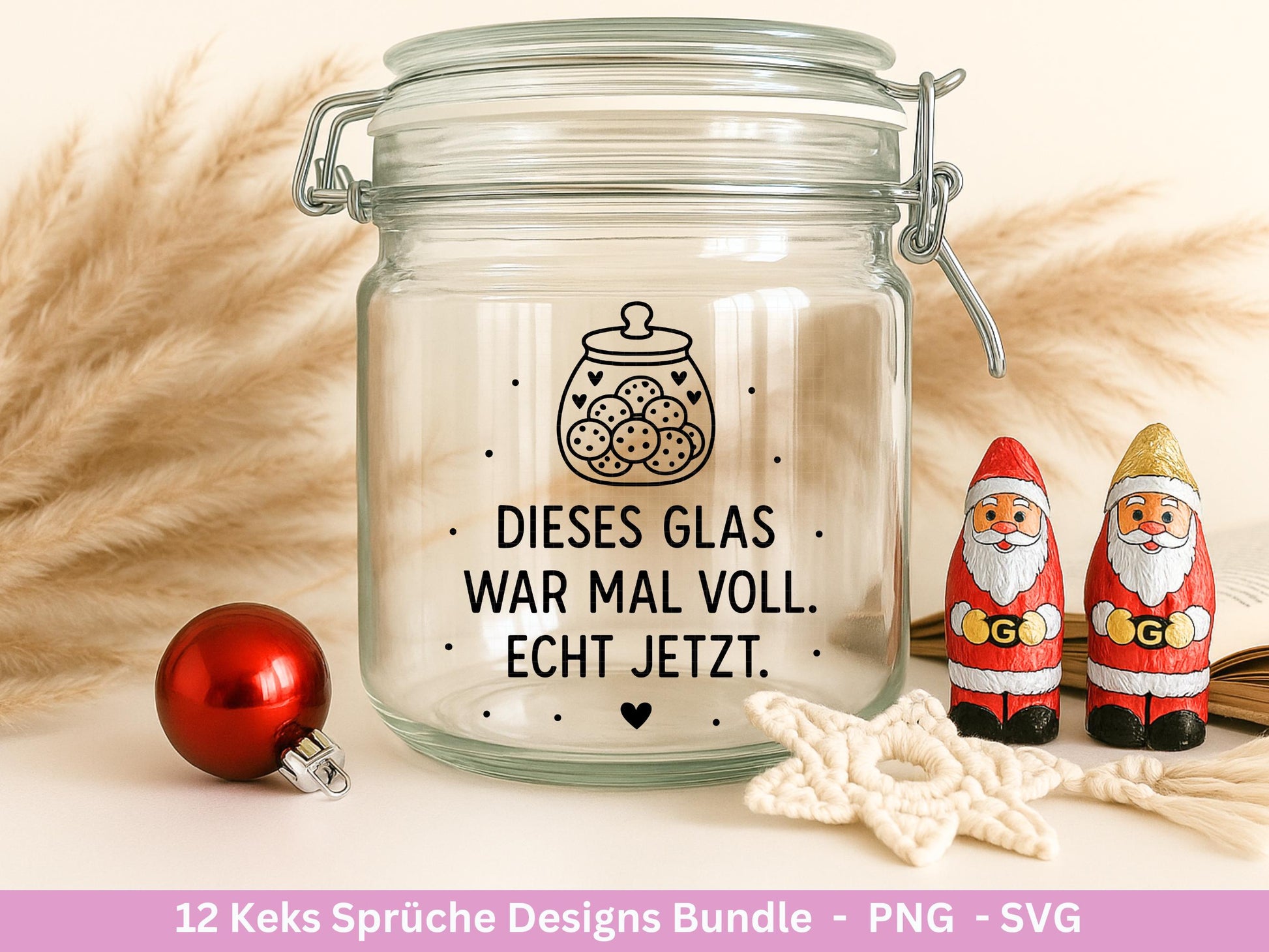 Plotterdatei Keks Sprüche - Keksglas Gravur - Laserdatei Holz - Keksdose Weihnachten Svg - Vorratsdose Svg - Geschenk Weihnachten - Cricut