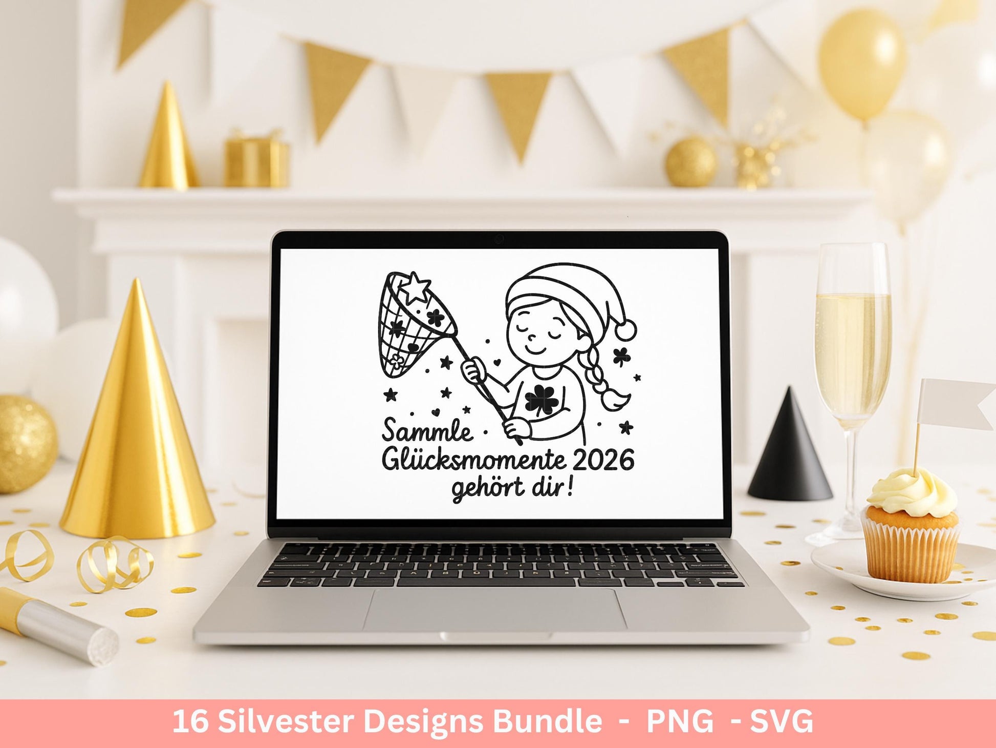 Silvester Plotterdatei - Deutsche Sprüche Svg - Weihnachten Svg - Frohes Neues Jahr 2026 - Silvester Laserdatei - Glücksschwein svg - Glück