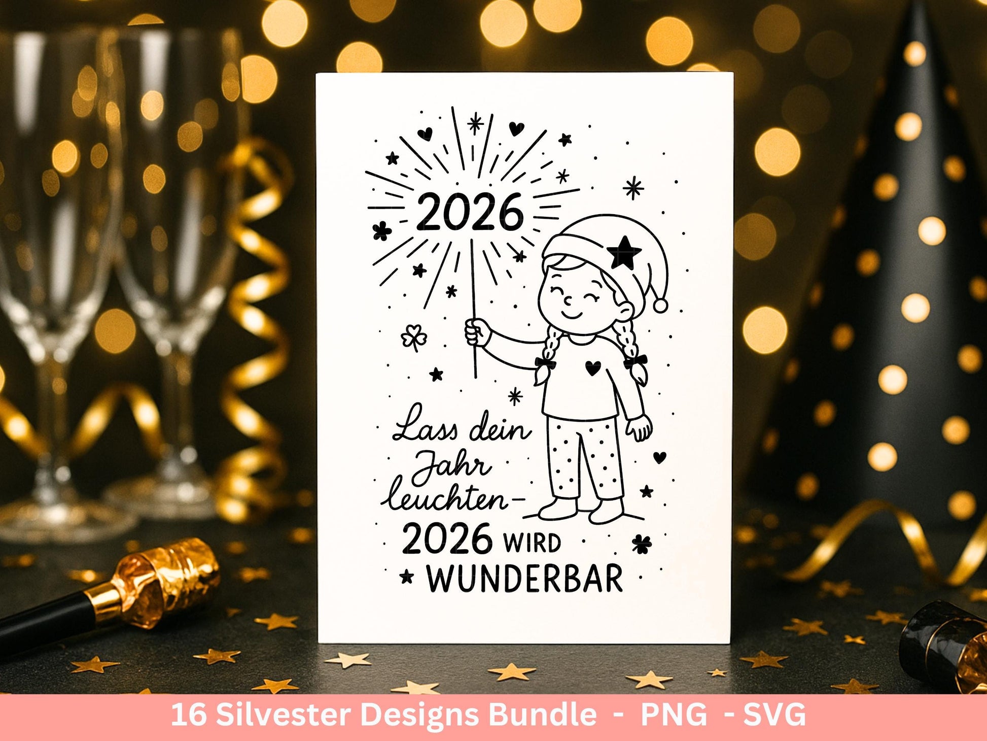 Silvester Plotterdatei - Deutsche Sprüche Svg - Weihnachten Svg - Frohes Neues Jahr 2026 - Silvester Laserdatei - Glücksschwein svg - Glück