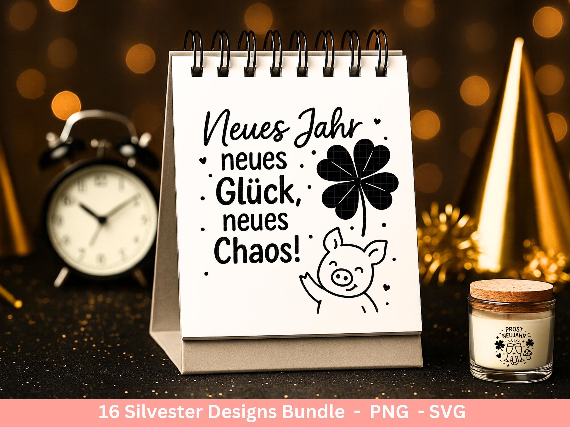 Silvester Plotterdatei - Deutsche Sprüche Svg - Weihnachten Svg - Frohes Neues Jahr 2026 - Silvester Laserdatei - Glücksschwein svg - Glück