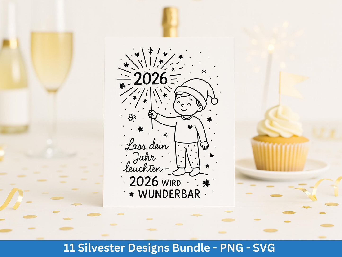 Silvester Plotterdatei - Deutsche Sprüche Svg - Weihnachten Svg - Frohes Neues Jahr 2026 - Silvester Laserdatei - Glücksschwein svg - Glück