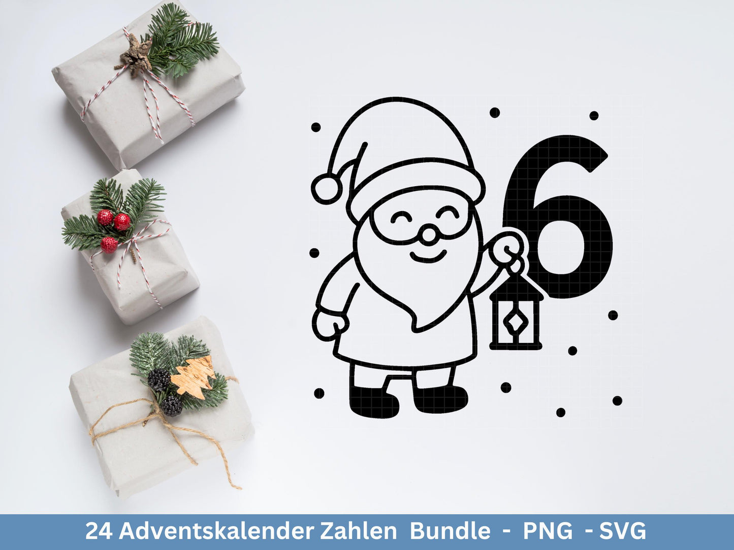 Plotterdatei Adventskalenderzahlen Svg - Adventskalender Svg - Plotterdatei Adventskalender - Plotterdatei Weihnachten - Weihnachtskalender