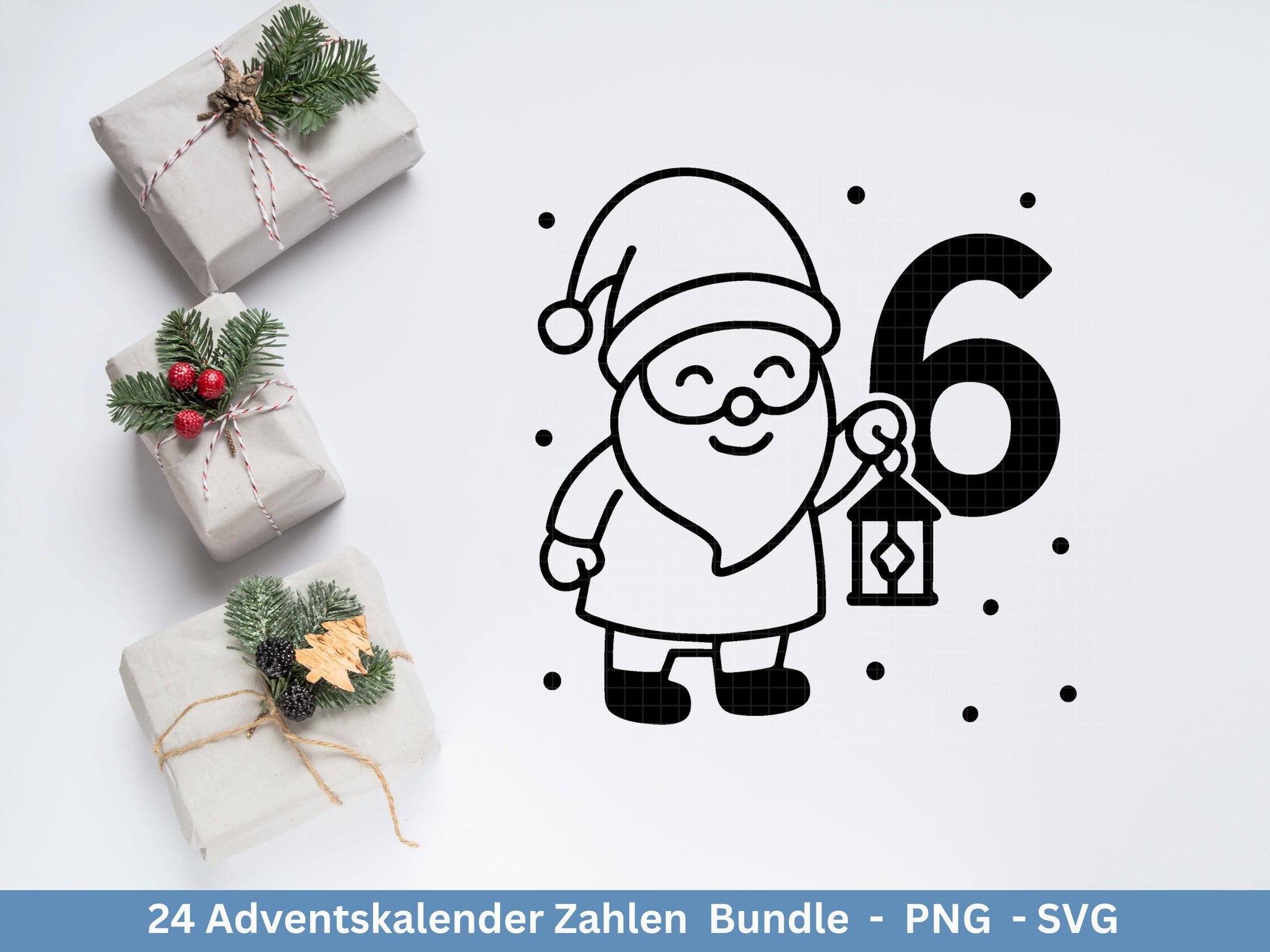 Plotterdatei Adventskalenderzahlen Svg - Adventskalender Svg - Plotterdatei Adventskalender - Plotterdatei Weihnachten - Weihnachtskalender