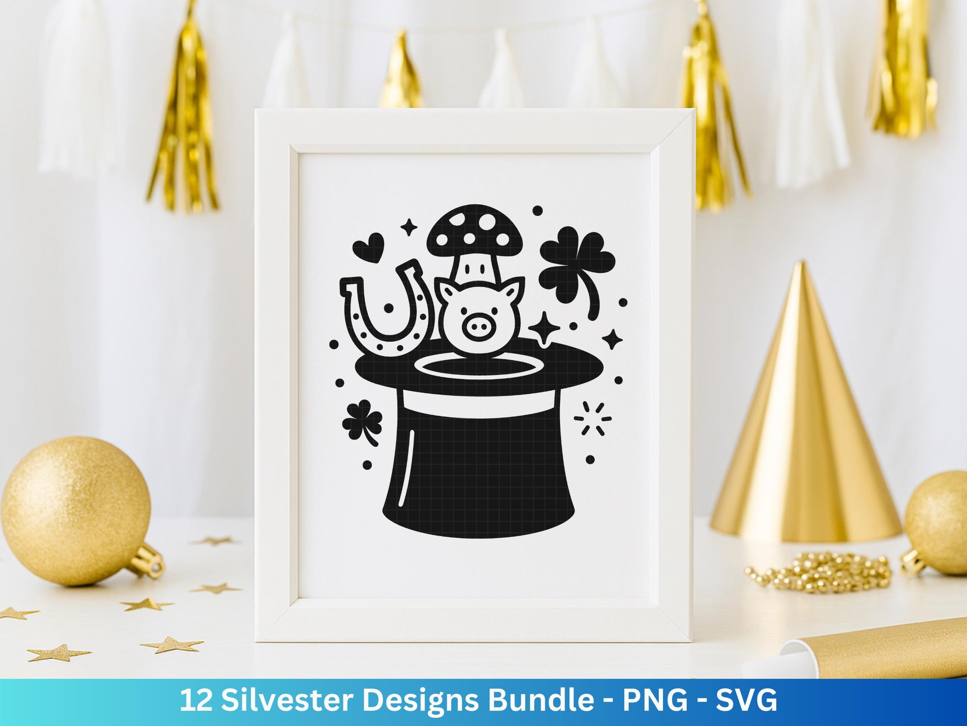 Silvester Plotterdatei - Deutsche Sprüche Svg - Weihnachten Svg - Frohes Neues Jahr 2026 - Silvester Laserdatei - Glücksschwein svg - Glück