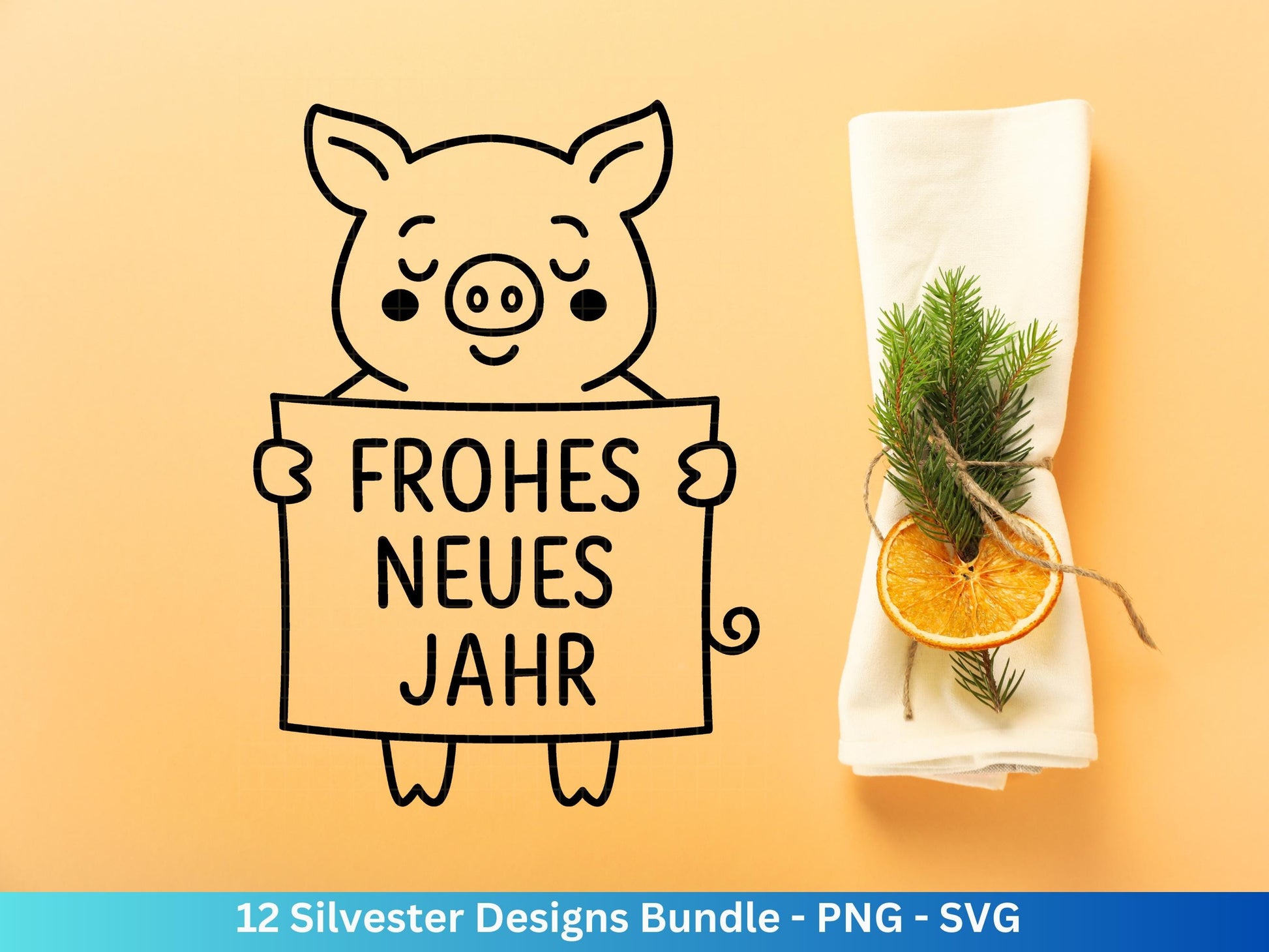 Silvester Plotterdatei - Deutsche Sprüche Svg - Weihnachten Svg - Frohes Neues Jahr 2026 - Silvester Laserdatei - Glücksschwein svg - Glück