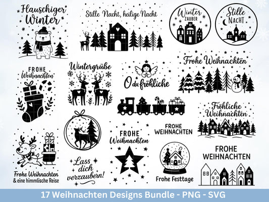 Plotterdatei Weihnachten – Deutsche Sprüche Schriftzüge – Winter Svg – Weihnachtshäuser Svg – Cricut -Frohes Fest - Geschenk Weihnachten Svg
