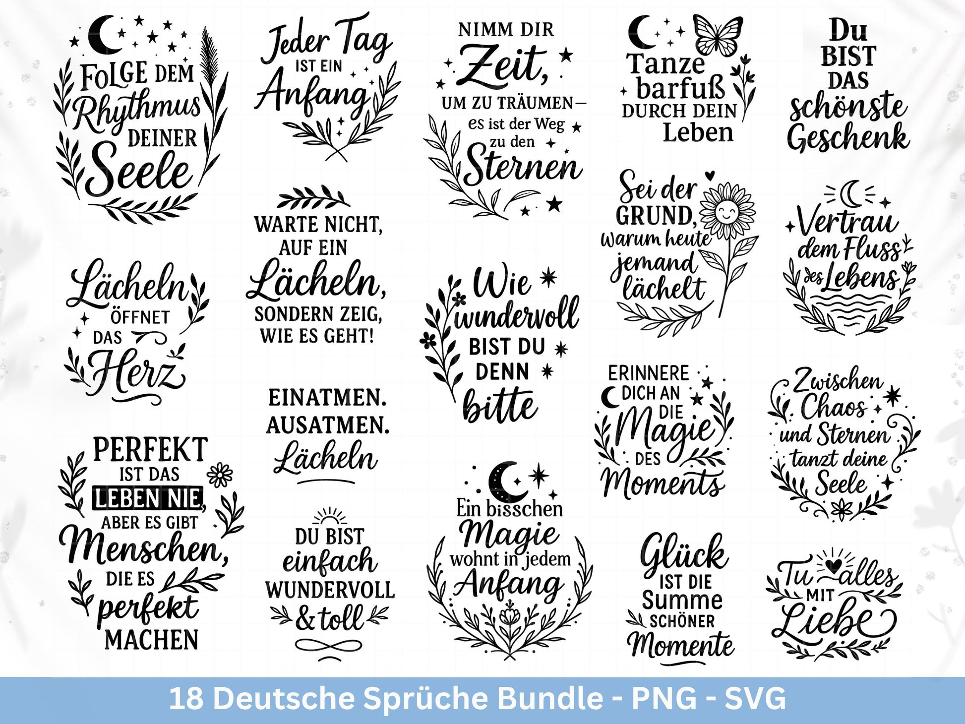 Deutsche Sprüche Plotterdatei - Positive Sprüche Svg - Laserdatei Sprüche - Inspirierende Zitate - Positive Sprüche Svg - Geschenk Freundin