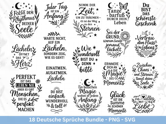 Deutsche Sprüche Plotterdatei - Positive Sprüche Svg - Laserdatei Sprüche - Inspirierende Zitate - Positive Sprüche Svg - Geschenk Freundin