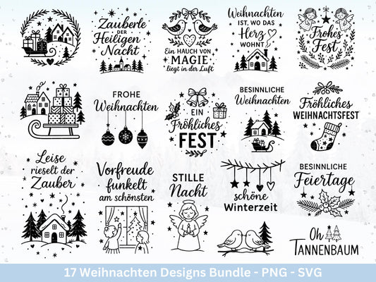 Plotterdatei Weihnachten – Deutsche Sprüche Schriftzüge – Winter Svg – Weihnachtshäuser Svg – Cricut Silhouette - Geschenk Weihnachten Deko