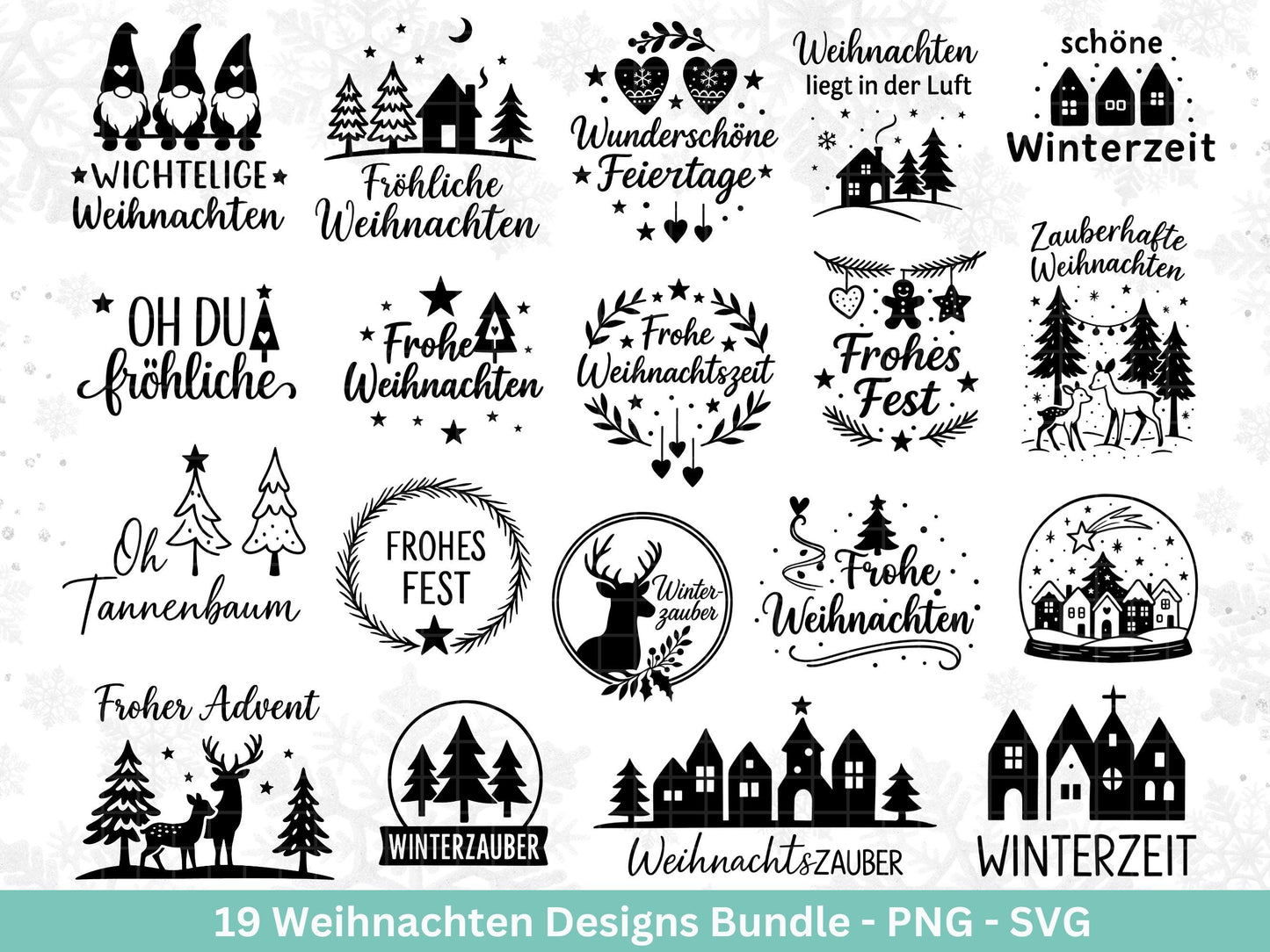 Plotterdatei Weihnachten – Deutsche Sprüche Schriftzüge – Winter Svg – Weihnachtshäuser Svg – Cricut Silhouette - Geschenk Weihnachten Deko