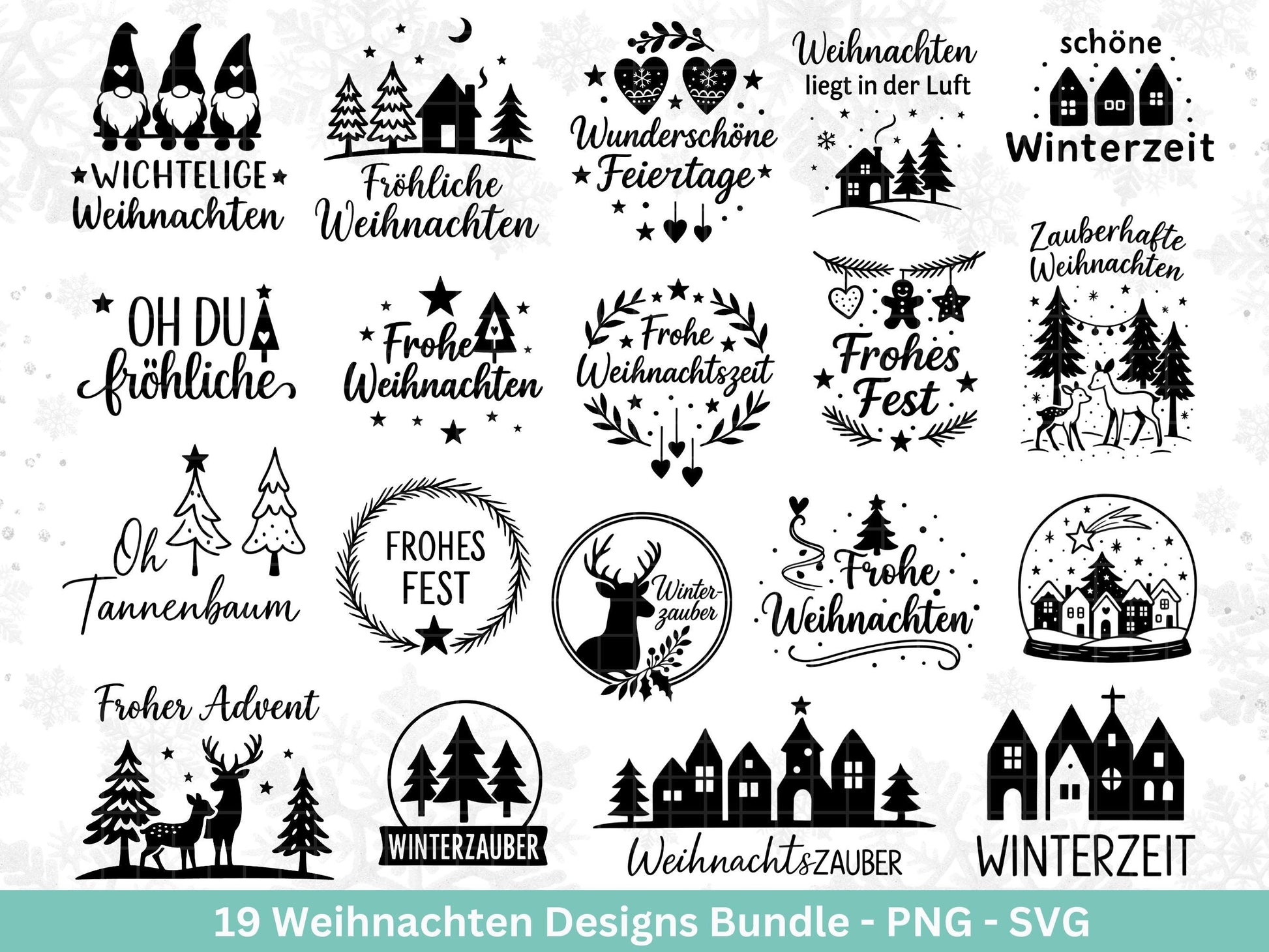 Plotterdatei Weihnachten – Deutsche Sprüche Schriftzüge – Winter Svg – Weihnachtshäuser Svg – Cricut Silhouette - Geschenk Weihnachten Deko