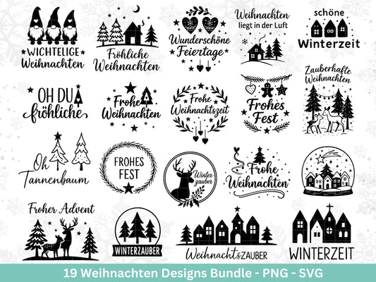 Plotterdatei Weihnachten – Deutsche Sprüche Schriftzüge – Winter Svg – Weihnachtshäuser Svg – Cricut Silhouette - Geschenk Weihnachten Deko