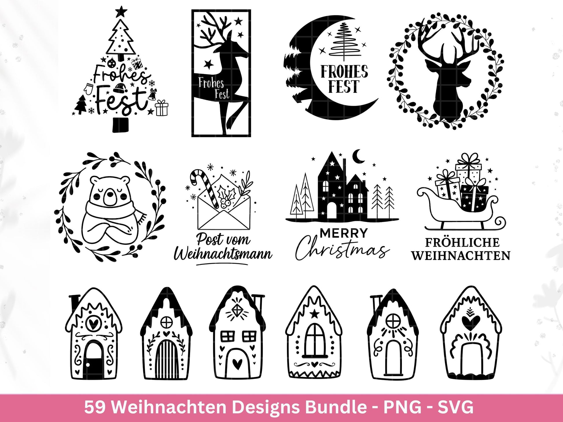Plotterdatei Weihnachten Svg , Weihnachtshäuser Svg - Weihnachten Laserdatei - Home Svg - Cricut Svg - Weihnachten deutsch - Weihnachtsdeko