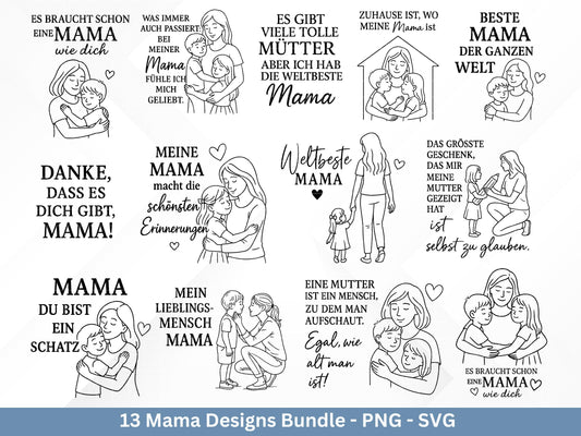 Deutsche Plotterdatei Mama - Muttertag Svg - Mama svg - Deutsche Sprüche Svg - Familie Svg - Cricut svg - Laserdatei Mama - Geschenk Mama