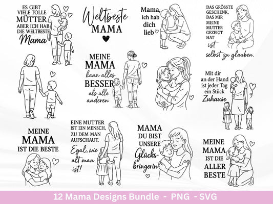 Deutsche Plotterdatei Mama - Muttertag Svg - Mama svg - Deutsche Sprüche Svg - Familie Svg - Cricut svg - Laserdatei Mama - Geschenk Mama