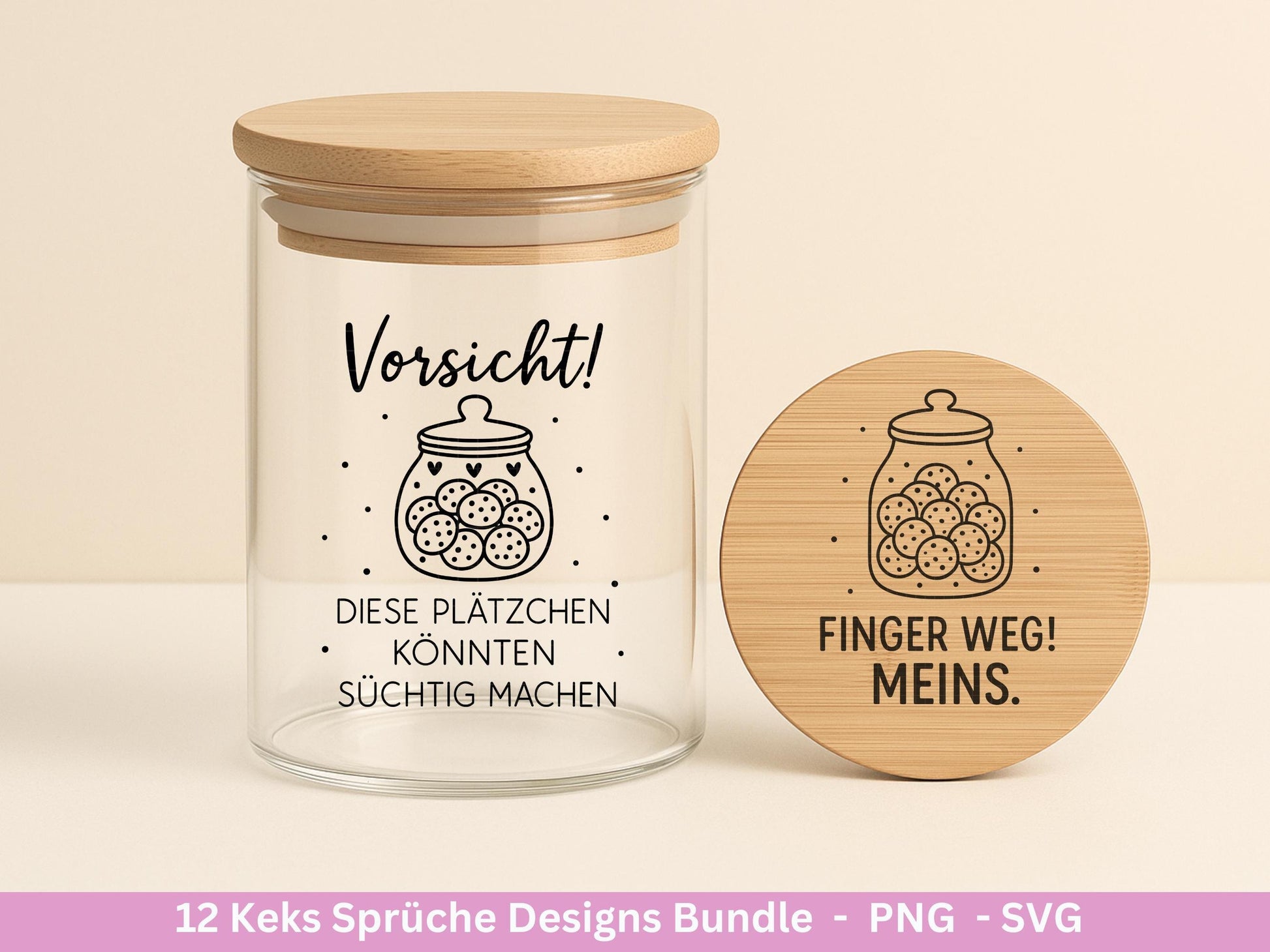 Plotterdatei Keks Sprüche - Keksglas Gravur - Laserdatei Holz - Keksdose Weihnachten Svg - Vorratsdose Svg - Geschenk Weihnachten - Cricut
