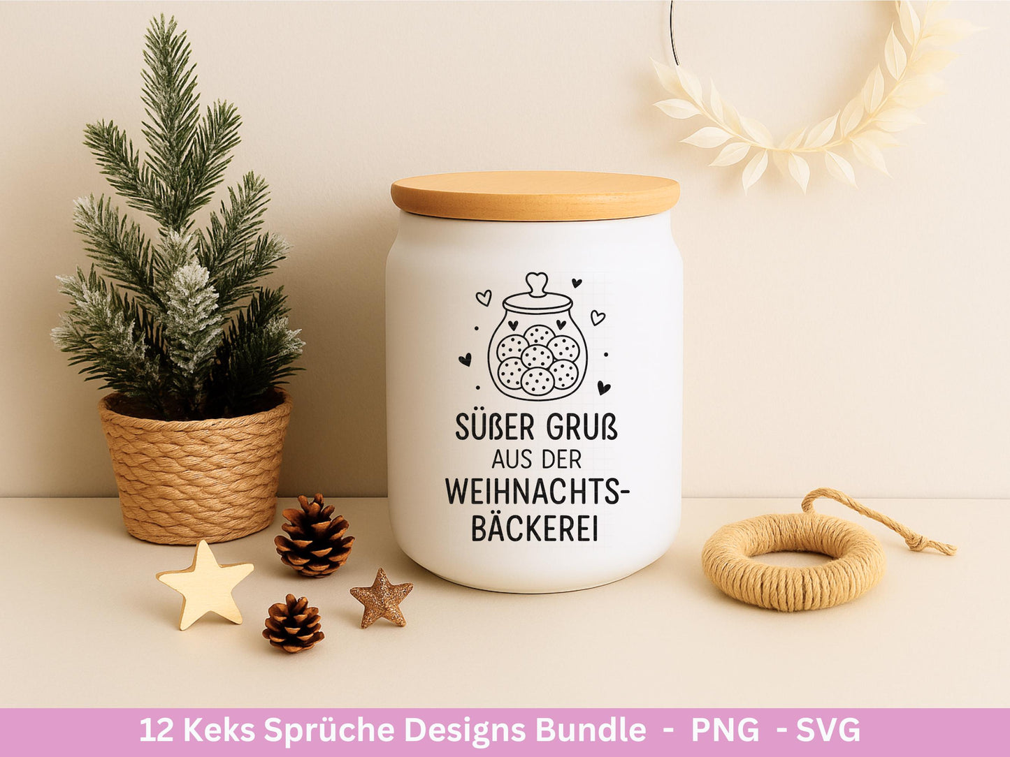 Plotterdatei Keks Sprüche - Keksglas Gravur - Laserdatei Holz - Keksdose Weihnachten Svg - Vorratsdose Svg - Geschenk Weihnachten - Cricut