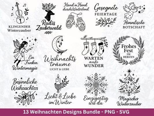 Plotterdatei Weihnachten SVG – Deutsche Schriftzüge & Sprüche – Winter Deko Datei – Laserdatei Weihnachten – Cricut Home SVG Datei Geschenk