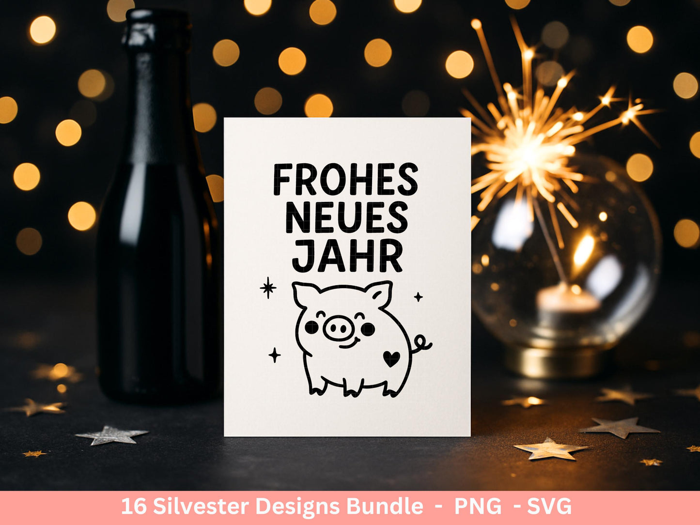 Silvester Plotterdatei - Deutsche Sprüche Svg - Weihnachten Svg - Frohes Neues Jahr 2026 - Silvester Laserdatei - Glücksschwein svg - Glück
