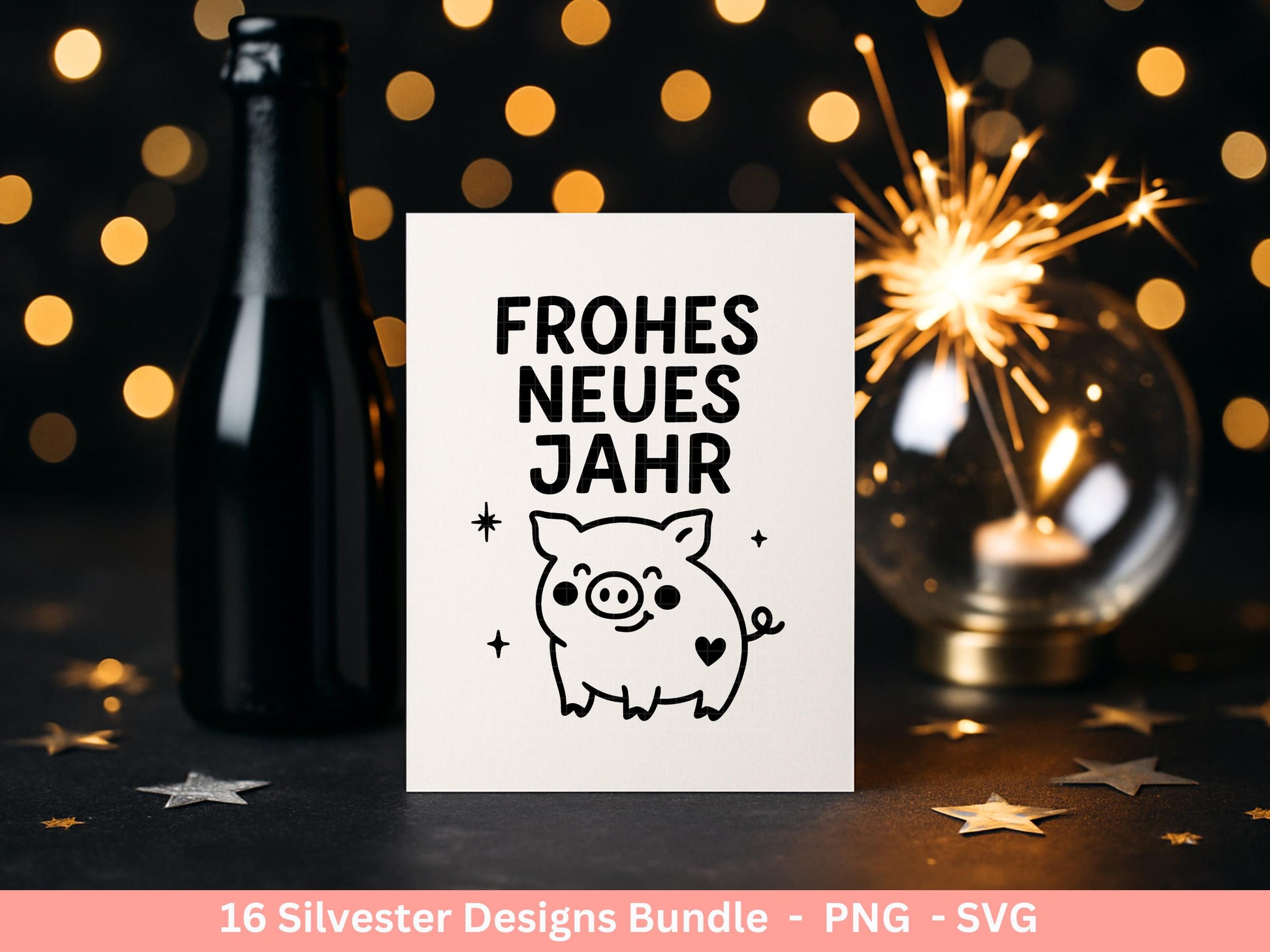 Silvester Plotterdatei - Deutsche Sprüche Svg - Weihnachten Svg - Frohes Neues Jahr 2026 - Silvester Laserdatei - Glücksschwein svg - Glück