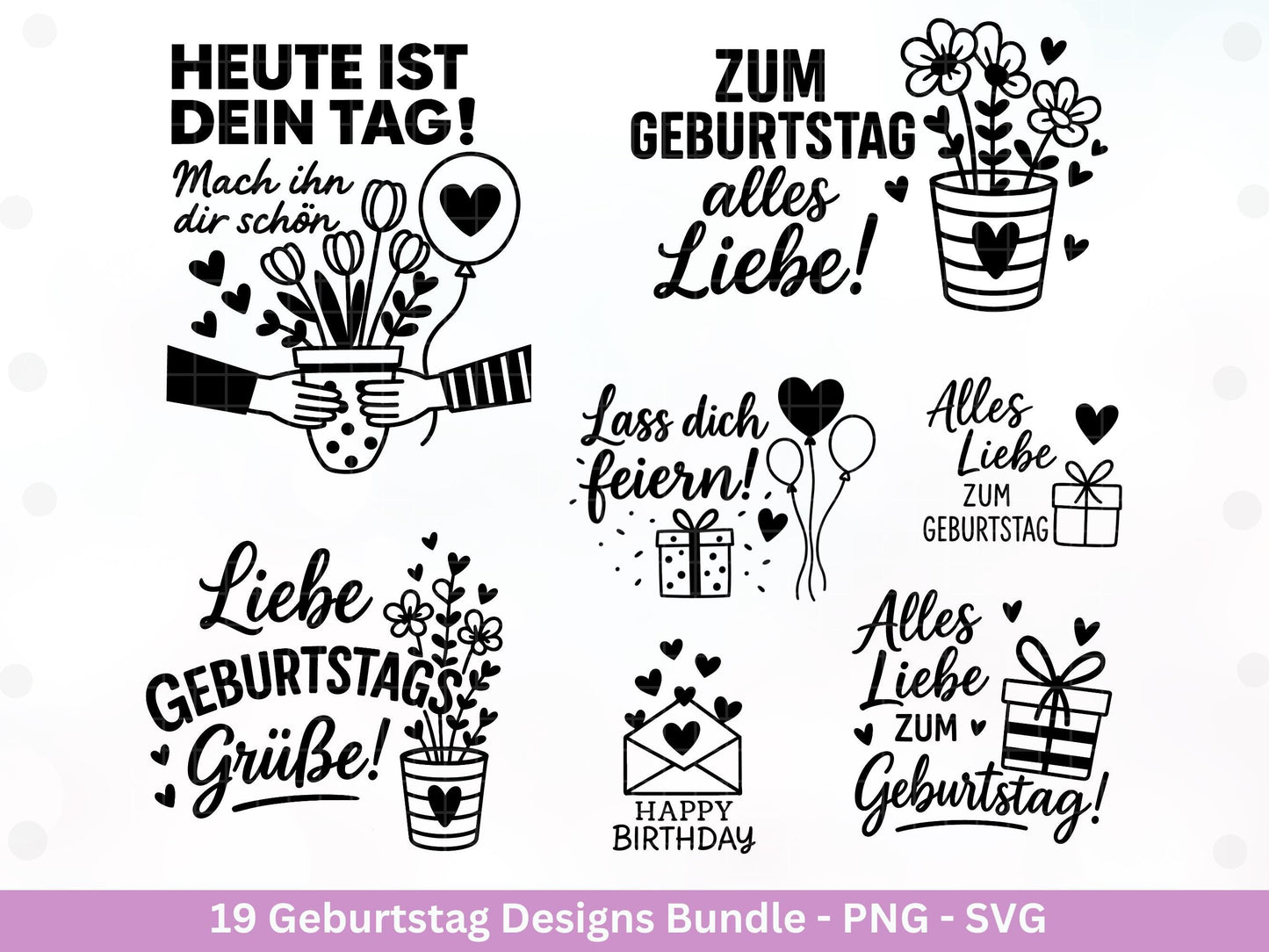 Plotterdatei Geburtstag - Geburtstagssprüche svg- Geburtstag svg- Cricut Svg Datei - Geburtstag Schriftzüge - Laserdatei Geschenkidee Png