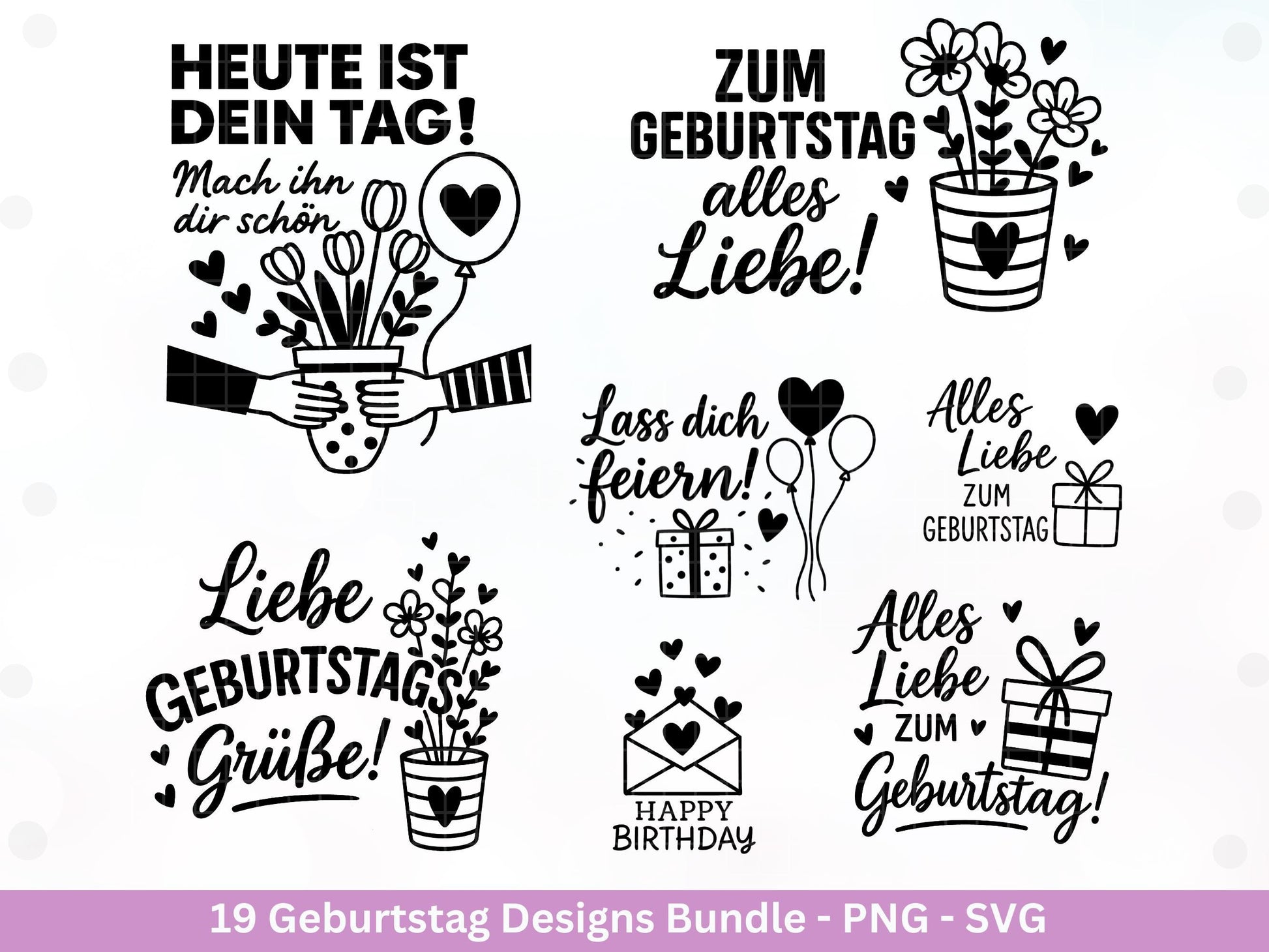 Plotterdatei Geburtstag - Geburtstagssprüche svg- Geburtstag svg- Cricut Svg Datei - Geburtstag Schriftzüge - Laserdatei Geschenkidee Png
