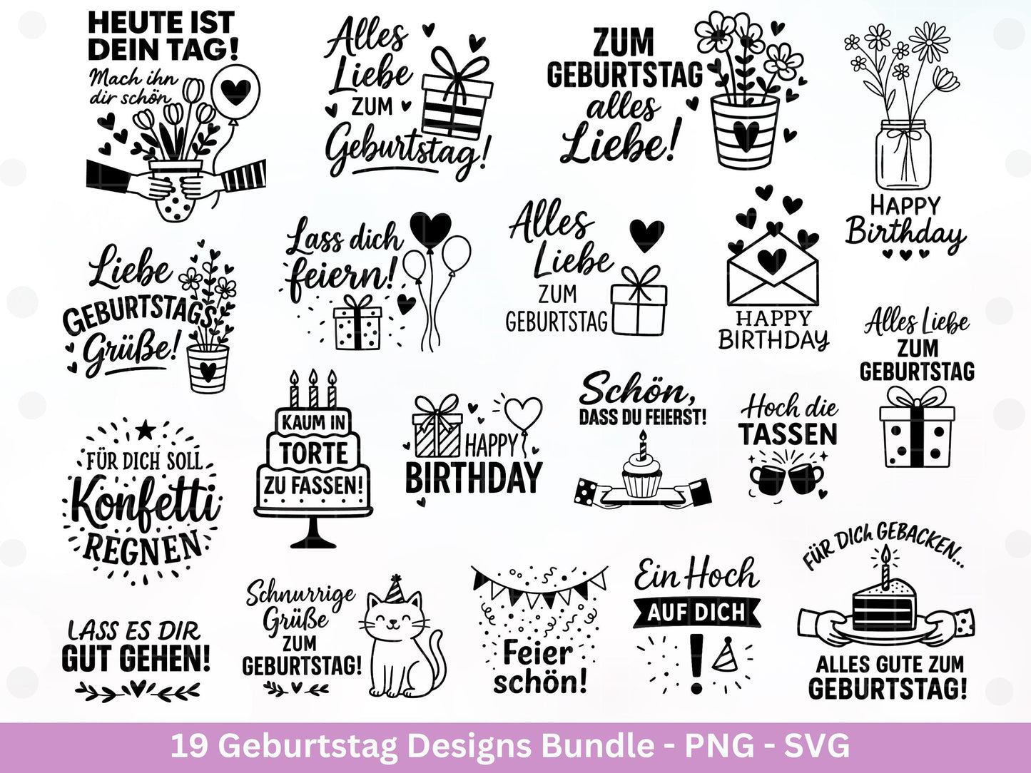 Plotterdatei Geburtstag - Geburtstagssprüche svg- Geburtstag svg- Cricut Svg Datei - Geburtstag Schriftzüge - Laserdatei Geschenkidee Png