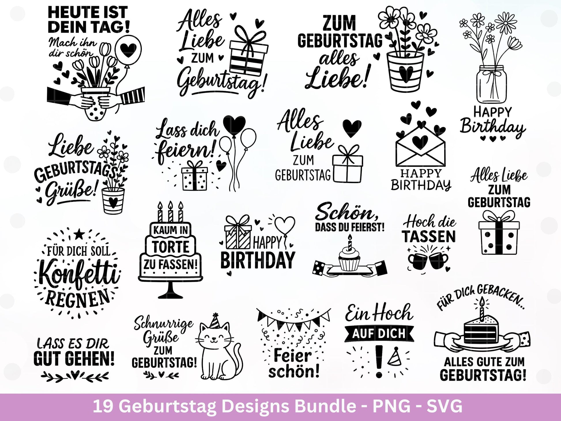 Plotterdatei Geburtstag - Geburtstagssprüche svg- Geburtstag svg- Cricut Svg Datei - Geburtstag Schriftzüge - Laserdatei Geschenkidee Png
