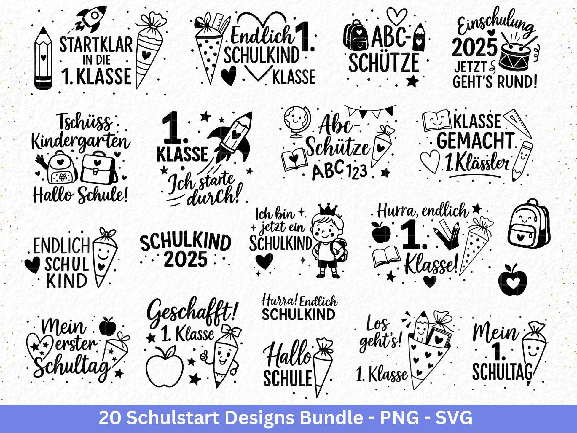 Deutsche Plotterdatei Einschulung svg png - Schulstart svg - Schulanfang Sprüche - Cricut Silhouette - Einschulung Geschenk - Schule Svg
