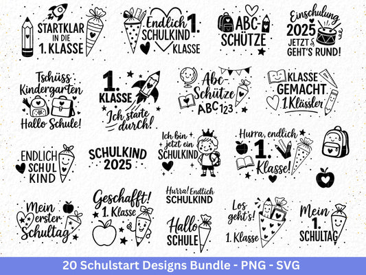 Deutsche Plotterdatei Einschulung svg png - Schulstart svg - Schulanfang Sprüche - Cricut Silhouette - Einschulung Geschenk - Schule Svg