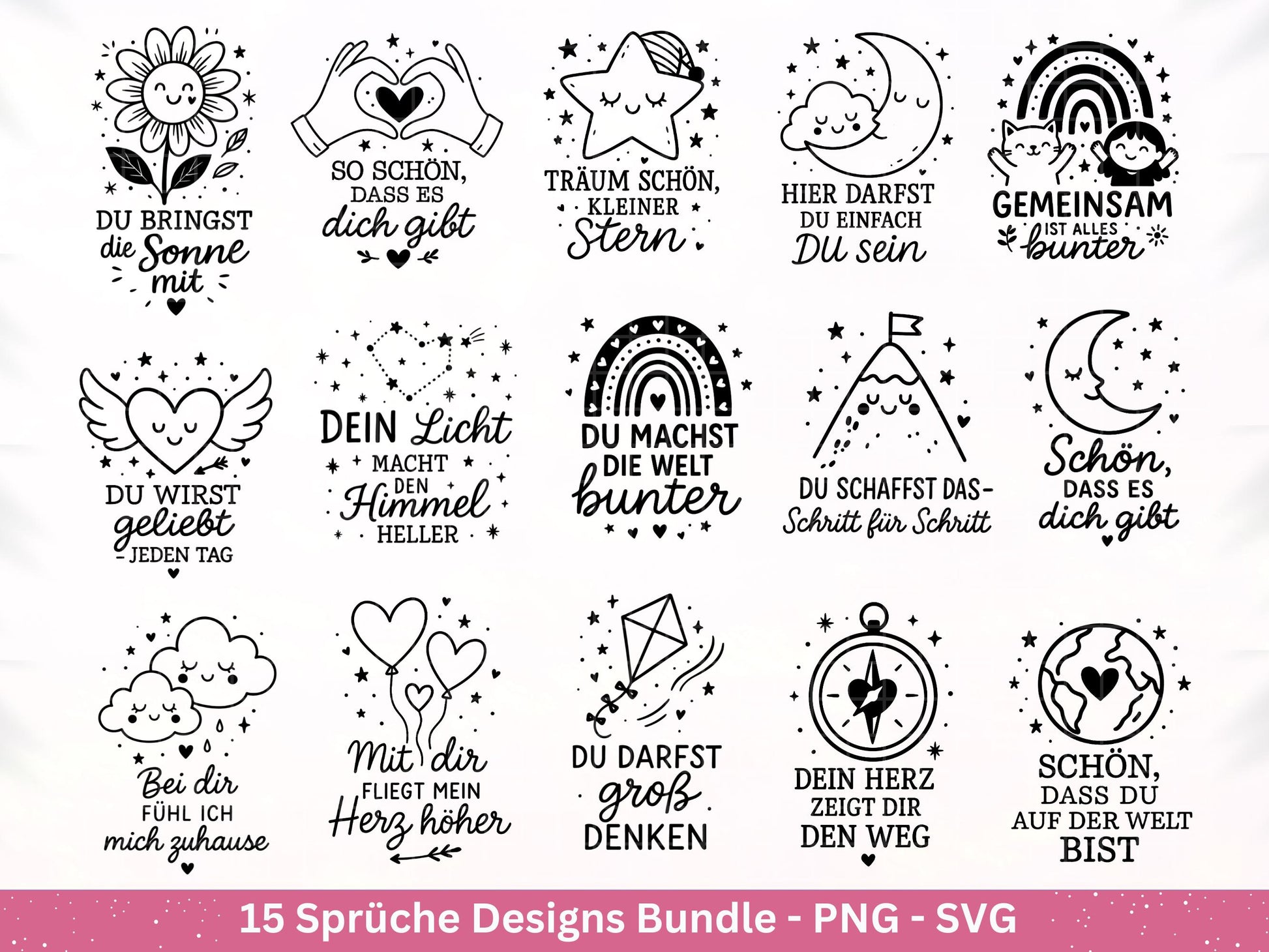 Deutsche Sprüche Plotterdatei - Positive Sprüche Svg - Laserdatei Sprüche - Inspirierende Zitate - Laserdatei Sprüche - Geschenk Freundin