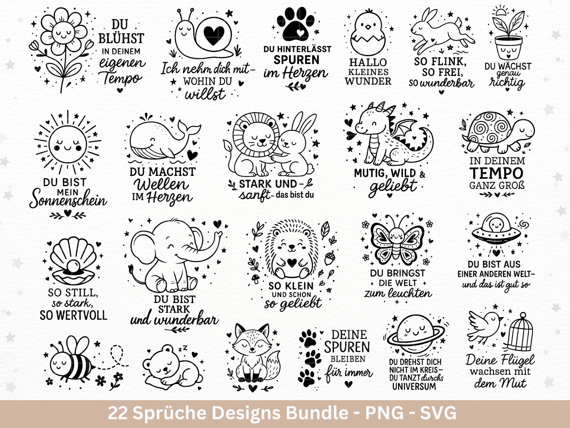 Deutsche Sprüche Plotterdatei Tiere - Positive Sprüche Svg - Laserdatei Sprüche - Inspirierende Zitate - Laserdatei Sprüche - Geschenk svg