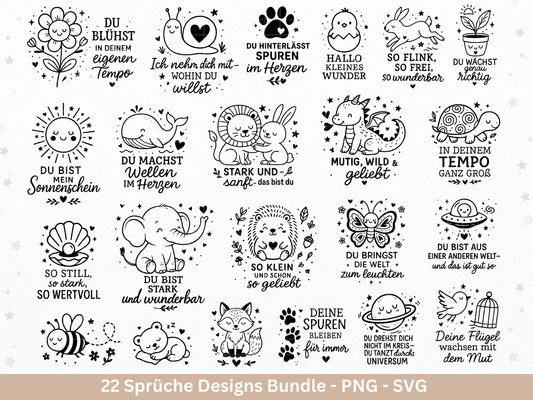 Deutsche Sprüche Plotterdatei Tiere - Positive Sprüche Svg - Laserdatei Sprüche - Inspirierende Zitate - Laserdatei Sprüche - Geschenk svg