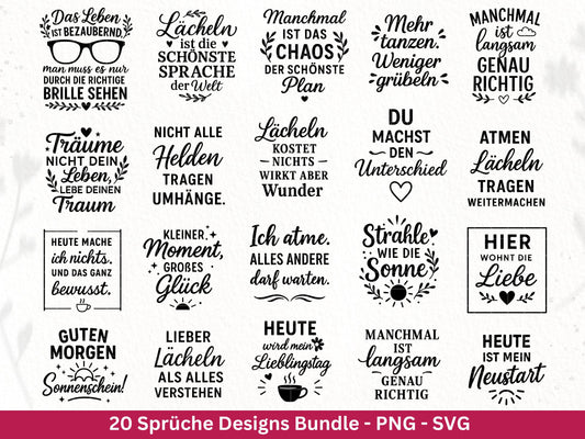 Deutsche Sprüche Plotterdatei - Positive Sprüche Svg - Laserdatei Sprüche - Inspirierende Zitate - Laserdatei Sprüche - Tassensprüche Svg