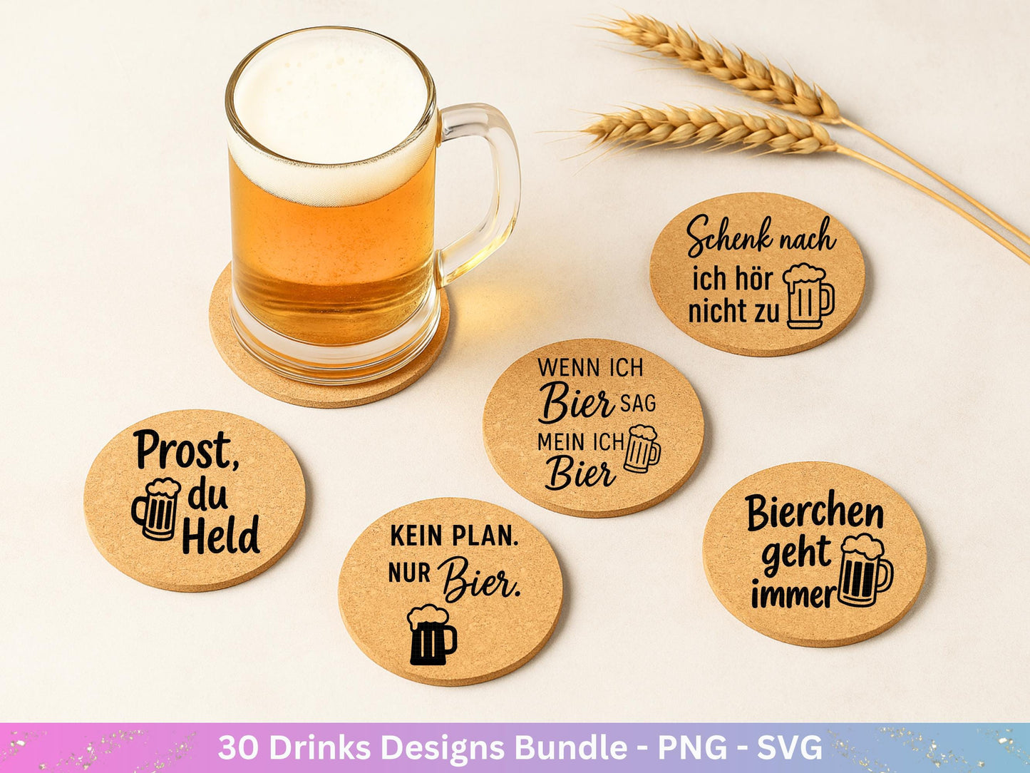 Plotterdatei Getränke Bundle - Alkohol svg - Aperol svg - Gin - Cricut Silhouette - Kaffee svg - Deutsche Sprüche svg - Bier Svg Untersetzer