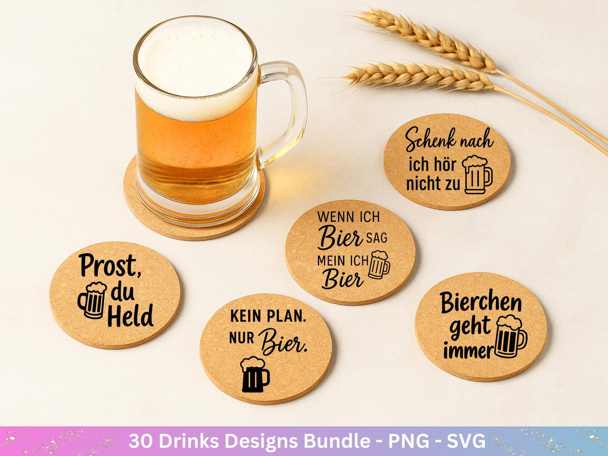 Plotterdatei Getränke Bundle - Alkohol svg - Aperol svg - Gin - Cricut Silhouette - Kaffee svg - Deutsche Sprüche svg - Bier Svg Untersetzer