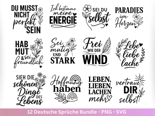 Deutsche Sprüche Plotterdatei - Positive Sprüche Svg - Lieblingsmensch Svg - Inspirierende Zitate - Positive Sprüche Svg - Pusteblumen Svg