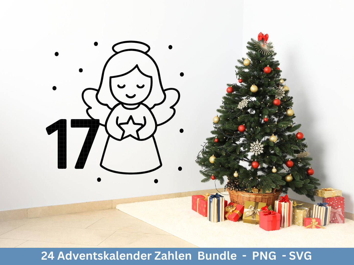 Plotterdatei Adventskalenderzahlen Svg - Adventskalender Svg - Plotterdatei Adventskalender - Plotterdatei Weihnachten - Weihnachtskalender