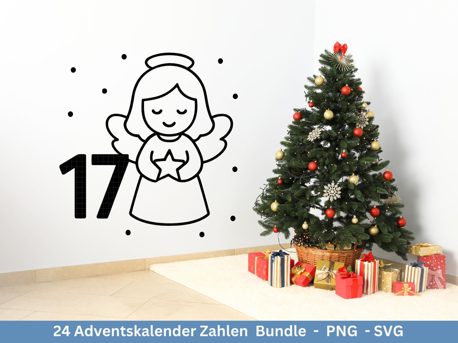 Plotterdatei Adventskalenderzahlen Svg - Adventskalender Svg - Plotterdatei Adventskalender - Plotterdatei Weihnachten - Weihnachtskalender