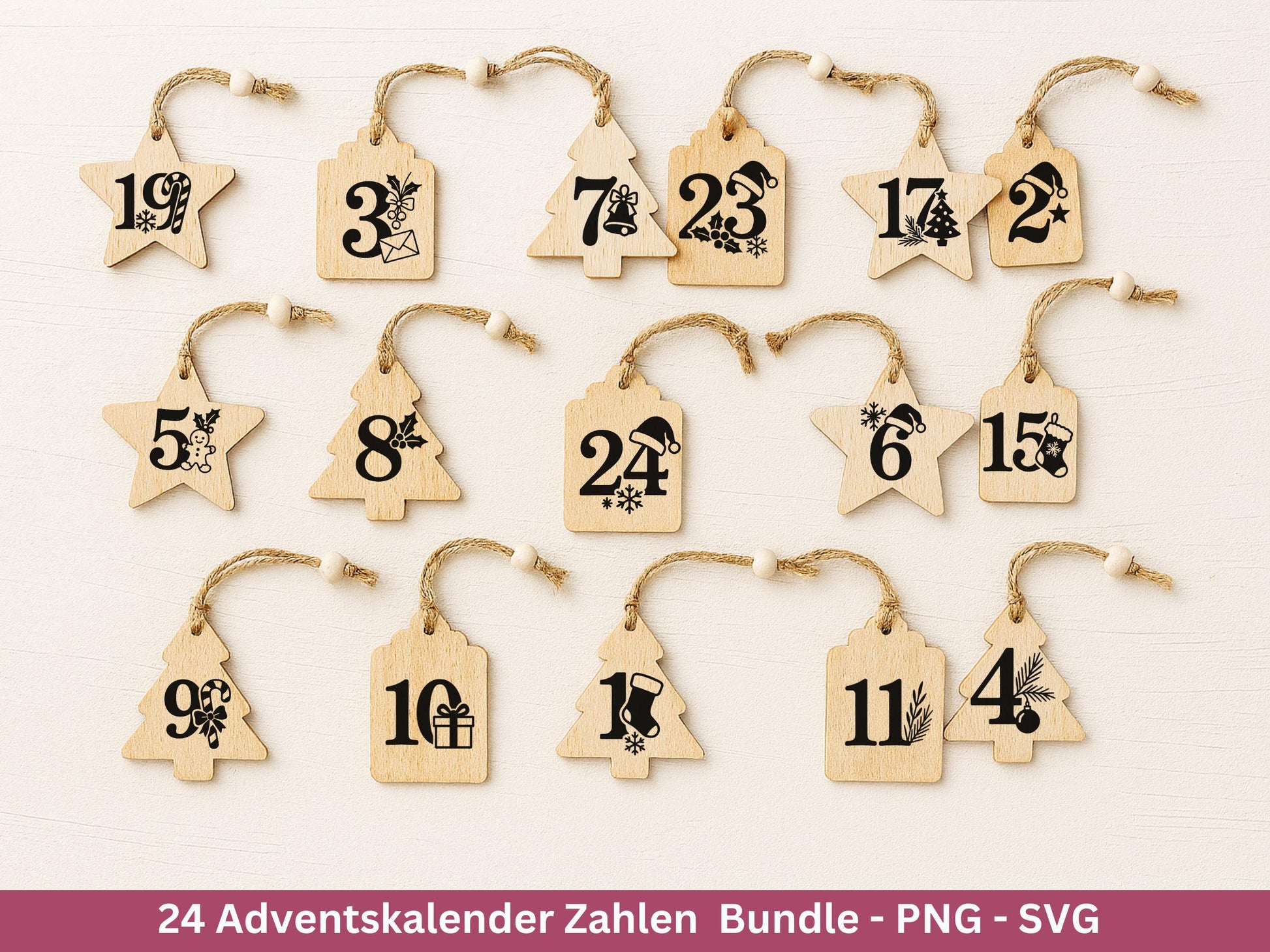 Plotterdatei Adventskalenderzahlen Svg - Adventskalender Svg - Plotterdatei Adventskalender - Plotterdatei Weihnachten - Weihnachtskalender