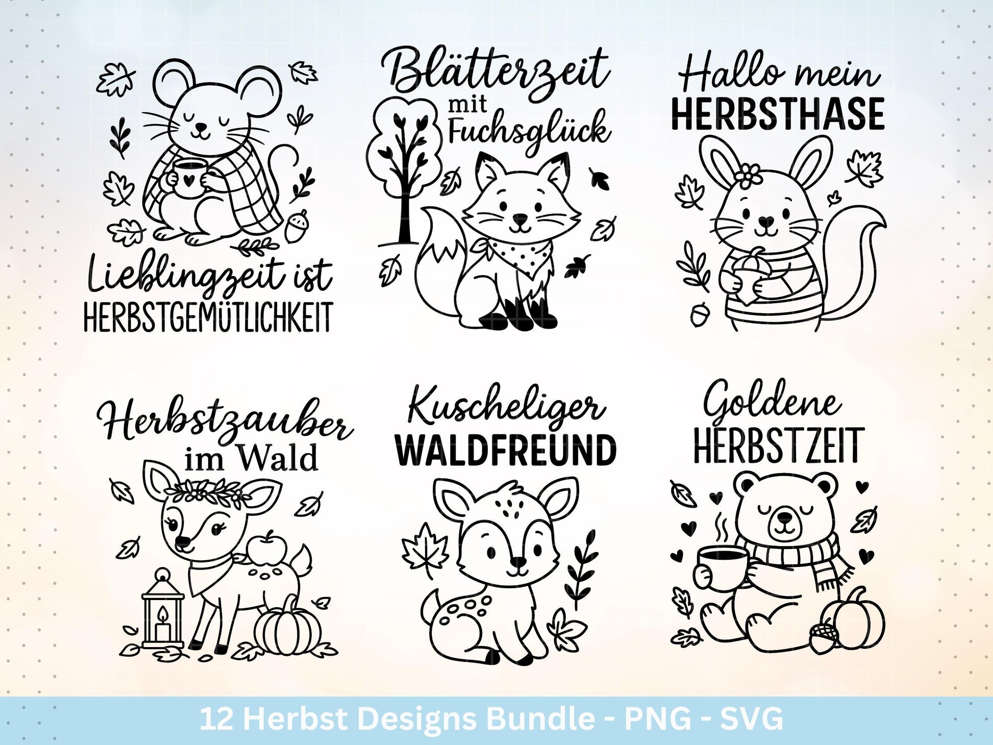Plotterdatei Herbst - Herbst svg - Hallo Herbst - Herbstzauber svg - Laserdatei Herbst - Kürbis svg - Igel svg - Pilz svg - Herbst Sprüche
