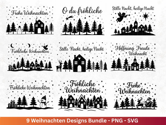 Plotterdatei Weihnachten Svg , Weihnachtshäuser Svg - Weihnachten Laserdatei - Home Svg - Cricut Svg - Weihnachten deutsch - Weihnachtsdeko